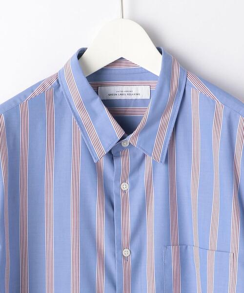green label relaxing（グリーンレーベルリラクシング）の「OLT CM キュプラエステル ストライプ ジャストルーズ 半袖 シャツ（シャツ/ブラウス・メンズ・ホワイト/ネイビー/ライトブルー・MEDIUM/LARGE/SMALL）」の6枚目の写真