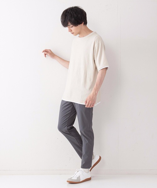 JEANS MATE（ジーンズメイト）の「さらっと快適ブロックインレイ フェイクレイヤードクルーネックTシャツ（Tシャツ/カットソー・メンズ・ベージュ/グリーン/ネイビー・LARGE/MEDIUM/X-LARGE）」の22枚目の写真