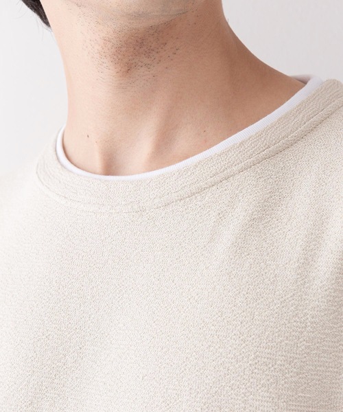 JEANS MATE（ジーンズメイト）の「さらっと快適ブロックインレイ フェイクレイヤードクルーネックTシャツ（Tシャツ/カットソー・メンズ・ベージュ/グリーン/ネイビー・LARGE/MEDIUM/X-LARGE）」の17枚目の写真