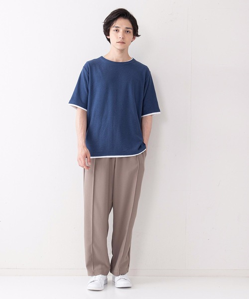 JEANS MATE（ジーンズメイト）の「さらっと快適ブロックインレイ フェイクレイヤードクルーネックTシャツ（Tシャツ/カットソー・メンズ・ベージュ/グリーン/ネイビー・LARGE/MEDIUM/X-LARGE）」の12枚目の写真