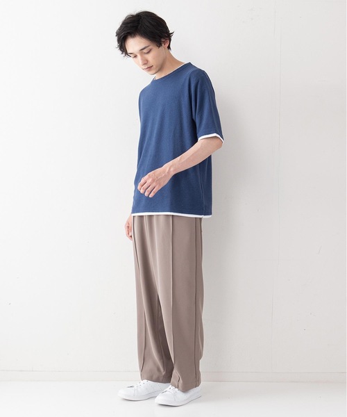 JEANS MATE（ジーンズメイト）の「さらっと快適ブロックインレイ フェイクレイヤードクルーネックTシャツ（Tシャツ/カットソー・メンズ・ベージュ/グリーン/ネイビー・LARGE/MEDIUM/X-LARGE）」の13枚目の写真
