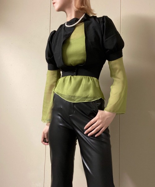 WEGO（ウィゴー）の「WEGO/フロントオープンデザインブラウス（シャツ/ブラウス・レディース・ブラック/ホワイト・FREE）」の2枚目の写真