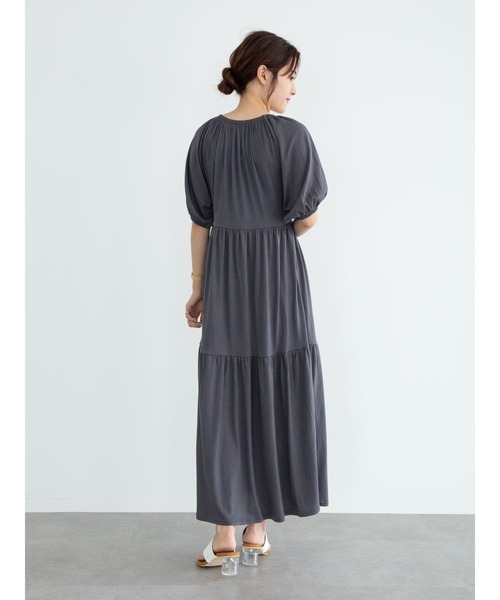 Green　Parks（グリーンパークス）の「・novem 9 ティアードワンピース＊（ワンピース・レディース・チャコールグレー/ブラック/ブラウン/グリーン・FREE）」の14枚目の写真