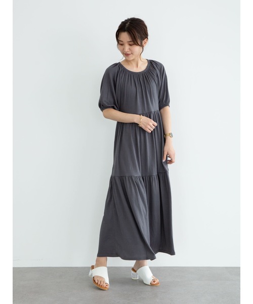 Green　Parks（グリーンパークス）の「・novem 9 ティアードワンピース＊（ワンピース・レディース・チャコールグレー/ブラック/ブラウン/グリーン・FREE）」の11枚目の写真