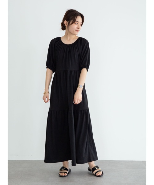 Green　Parks（グリーンパークス）の「・novem 9 ティアードワンピース＊（ワンピース・レディース・チャコールグレー/ブラック/ブラウン/グリーン・FREE）」の15枚目の写真