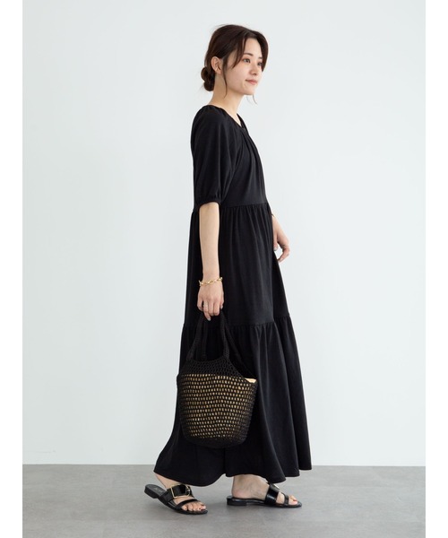 Green　Parks（グリーンパークス）の「・novem 9 ティアードワンピース＊（ワンピース・レディース・チャコールグレー/ブラック/ブラウン/グリーン・FREE）」の6枚目の写真