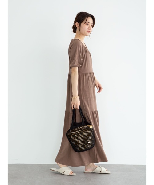 Green　Parks（グリーンパークス）の「・novem 9 ティアードワンピース＊（ワンピース・レディース・チャコールグレー/ブラック/ブラウン/グリーン・FREE）」の9枚目の写真