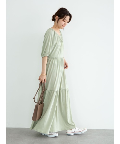 Green　Parks（グリーンパークス）の「・novem 9 ティアードワンピース＊（ワンピース・レディース・チャコールグレー/ブラック/ブラウン/グリーン・FREE）」の16枚目の写真