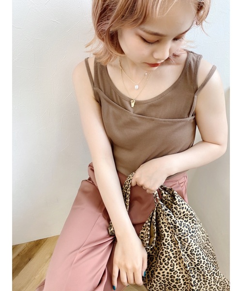 jumelle（ジュメロ）の「リブタンクトップ（タンクトップ・レディース・ベージュ/モカ・FREE）」の4枚目の写真