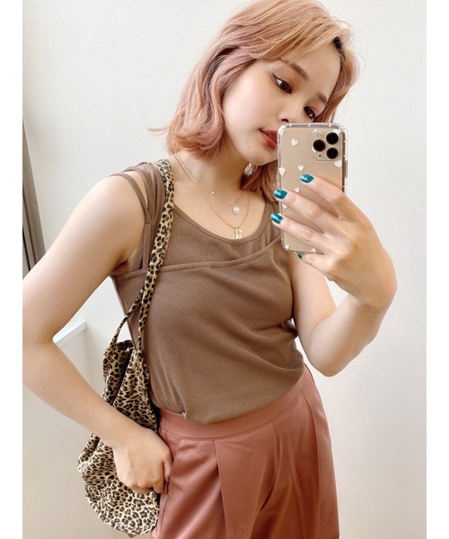 jumelle（ジュメロ）の「リブタンクトップ（タンクトップ・レディース・ベージュ/モカ・FREE）」の5枚目の写真