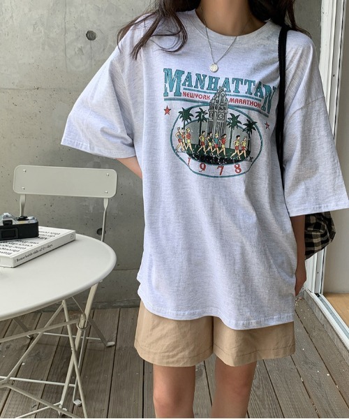 merongshop(メロンショップ)の「MERONGSHOP マンハッタンボックスピットシャツ(Tシャツ/カットソー・レディース・ダークグレー/霜降りグレー・FREE)」の4枚目の写真