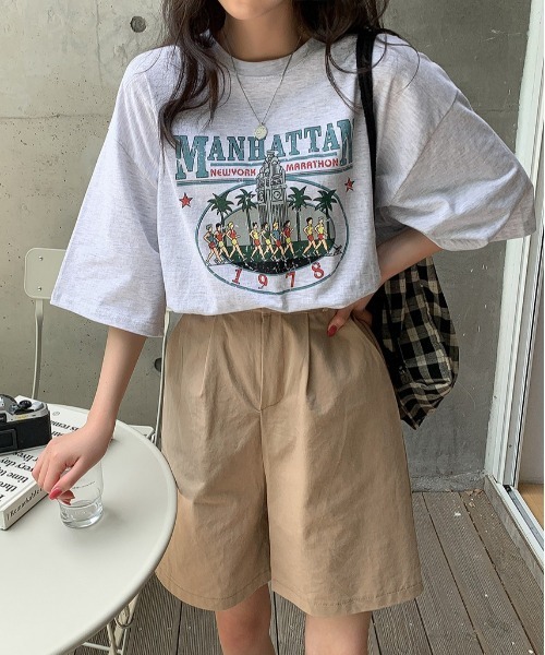 merongshop(メロンショップ)の「MERONGSHOP マンハッタンボックスピットシャツ(Tシャツ/カットソー・レディース・ダークグレー/霜降りグレー・FREE)」の5枚目の写真