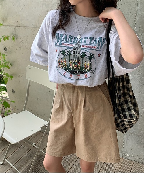 merongshop(メロンショップ)の「MERONGSHOP マンハッタンボックスピットシャツ(Tシャツ/カットソー・レディース・ダークグレー/霜降りグレー・FREE)」の6枚目の写真