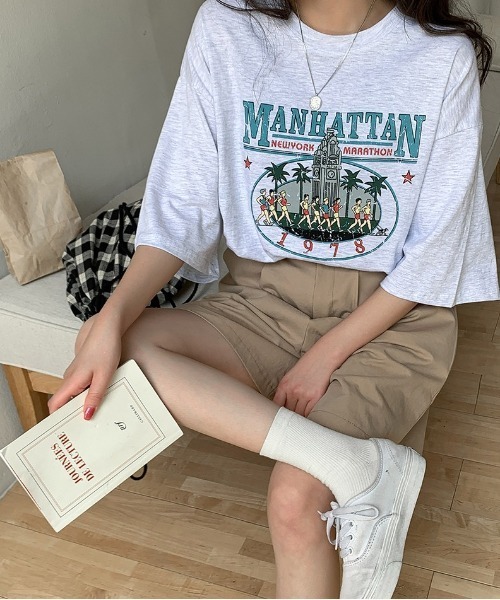 merongshop(メロンショップ)の「MERONGSHOP マンハッタンボックスピットシャツ(Tシャツ/カットソー・レディース・ダークグレー/霜降りグレー・FREE)」の7枚目の写真