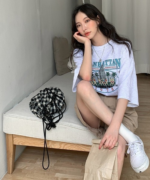 merongshop(メロンショップ)の「MERONGSHOP マンハッタンボックスピットシャツ(Tシャツ/カットソー・レディース・ダークグレー/霜降りグレー・FREE)」の8枚目の写真
