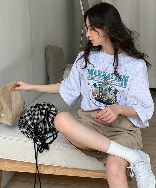 merongshop(メロンショップ)の「MERONGSHOP マンハッタンボックスピットシャツ(Tシャツ/カットソー・レディース・ダークグレー/霜降りグレー・FREE)」の9枚目の写真