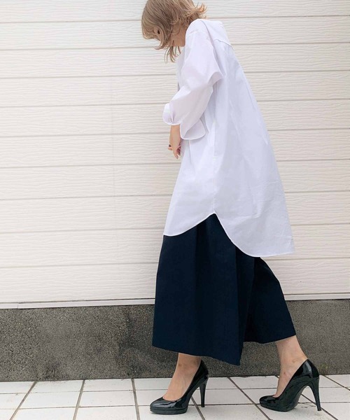 Q（キュー）の「アシメタックキュロットパンツ（その他パンツ・レディース・ネイビー/ベージュ・MEDIUM）」の7枚目の写真