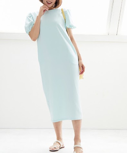 M y u（ミュー）の「バックパールパフスリーブワンピース（ワンピース・レディース・ブラック/ベージュ/オフホワイト/サックスブルー・FREE）」の19枚目の写真