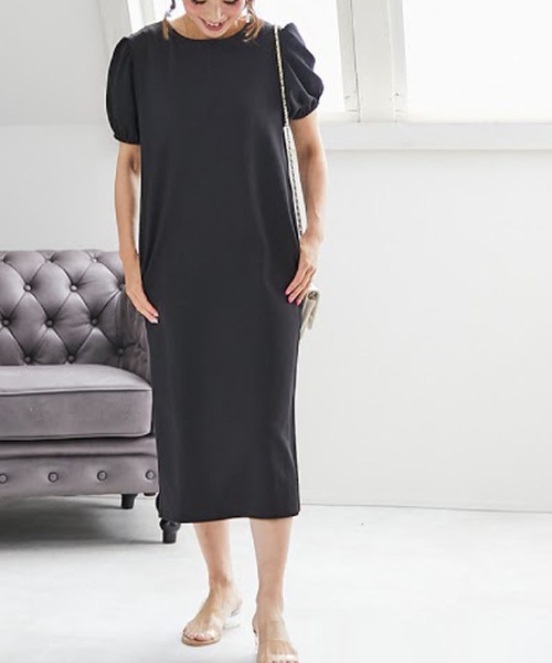 M y u（ミュー）の「バックパールパフスリーブワンピース（ワンピース・レディース・ブラック/ベージュ/オフホワイト/サックスブルー・FREE）」の22枚目の写真