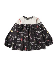 フラワー＆ロゴ　オリジナルプリントのチュニック(100-130cm)