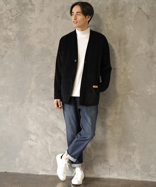 UNION STATION（ユニオンステーション）の「リップルベロアカットソー（カーディガン/ボレロ・メンズ・ブラック/グレー・LL/M/L）」の12枚目の写真