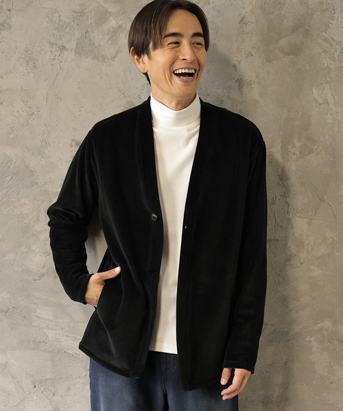 UNION STATION（ユニオンステーション）の「リップルベロアカットソー（カーディガン/ボレロ・メンズ・ブラック/グレー・LL/M/L）」の13枚目の写真
