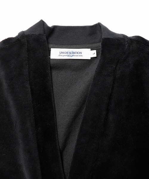 UNION STATION（ユニオンステーション）の「リップルベロアカットソー（カーディガン/ボレロ・メンズ・ブラック/グレー・LL/M/L）」の4枚目の写真