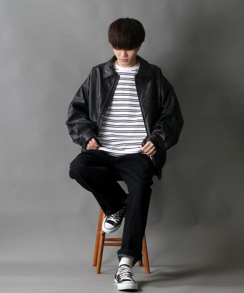SITRY（シトリー）の「synthetic leather Big jacket/フェイクレザー ビッグジャケット（ブルゾン・メンズ・ブラック・M/L）」の10枚目の写真