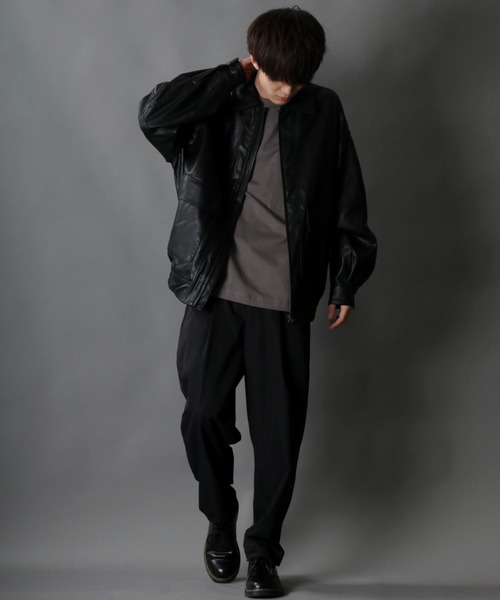 SITRY（シトリー）の「synthetic leather Big jacket/フェイクレザー ビッグジャケット（ブルゾン・メンズ・ブラック・M/L）」の12枚目の写真