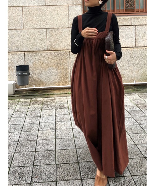 ulu（ウル）の「Cotton wide silhouette allinone（つなぎ/オールインワン・レディース・ブラック/ベージュ/ブラウン・FREE）」の19枚目の写真