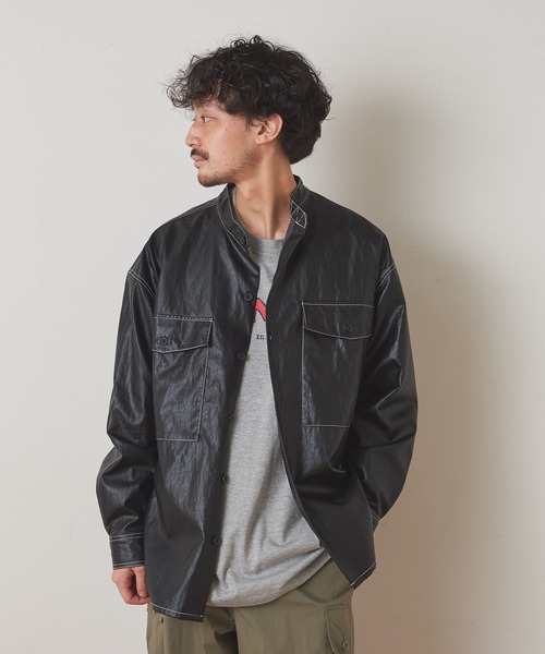 CIAOPANIC TYPY（チャオパニックティピー）の「フェイクレザー CPOシャツジャケット（シャツ/ブラウス・メンズ・ブラック・M/L）」の2枚目の写真