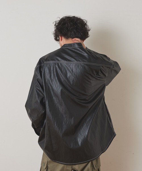 CIAOPANIC TYPY（チャオパニックティピー）の「フェイクレザー CPOシャツジャケット（シャツ/ブラウス・メンズ・ブラック・M/L）」の4枚目の写真