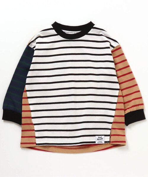 BREEZE（ブリーズ）の「ボーダーTシャツ（Tシャツ/カットソー・キッズ・レインボー/ベージュ/ネイビー/ブラック・110/130/140/150/100/120/90/80）」の4枚目の写真