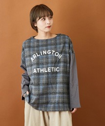 CUBE SUGAR（キューブシュガー）の「シャギーチェック ボートネック シャツ（Tシャツ/カットソー）」