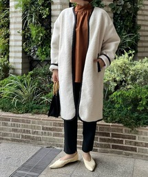 RIVE DROITE | お出かけが楽しくなるカジュアルコート　ライフエンジョイショッピングボアコート(ノーカラーコート)