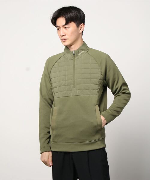 サイズ：L ADIDAS GOLF アディダスゴルフ 2024年モデル ハーフジップ フード付き　長袖ブルゾン  グリーン系 [240101504926] ゴルフウェア メンズ ストスト サイズ：L ADIDAS GOLF アディダスゴルフ 2024年モデル ハーフ