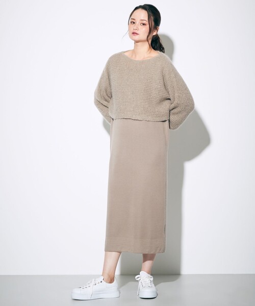 Diagram(ダイアグラム)の「ショートトップセットニットワンピース(ワンピース・レディース・ベージュ/ピンク・36)」の1枚目の写真