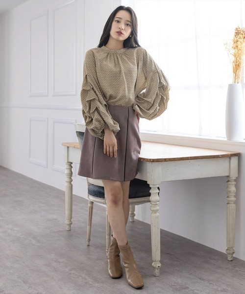 clear（クリア）の「バンドカラーボリュームスリーブブラウス（シャツ/ブラウス・レディース・ブラック/ベージュ/オフホワイト/グリーン/アイボリー・F）」の11枚目の写真