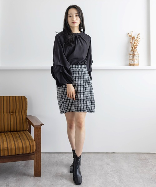 clear（クリア）の「バンドカラーボリュームスリーブブラウス（シャツ/ブラウス・レディース・ブラック/ベージュ/オフホワイト/グリーン/アイボリー・F）」の8枚目の写真