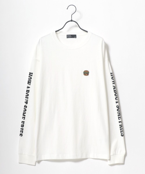 Lazar（ラザル）の「Pizza ＆ Hamburger 別注 ビッグシルエット ワンポイント 刺繍 袖プリント ロングスリーブTシャツ（Tシャツ/カットソー・メンズ・ホワイト/ブラック/ベージュ/ブルー/グリーン/ホワイト系その他/ブラック系その他/ブルーグリーン・LL/M/L）」の10枚目の写真