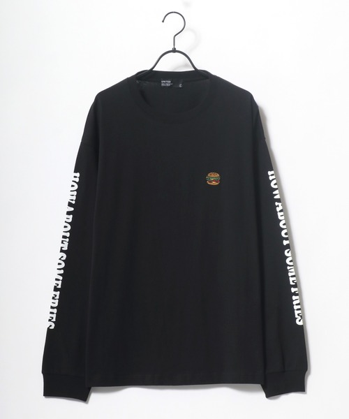 Lazar（ラザル）の「Pizza ＆ Hamburger 別注 ビッグシルエット ワンポイント 刺繍 袖プリント ロングスリーブTシャツ（Tシャツ/カットソー・メンズ・ホワイト/ブラック/ベージュ/ブルー/グリーン/ホワイト系その他/ブラック系その他/ブルーグリーン・LL/M/L）」の12枚目の写真