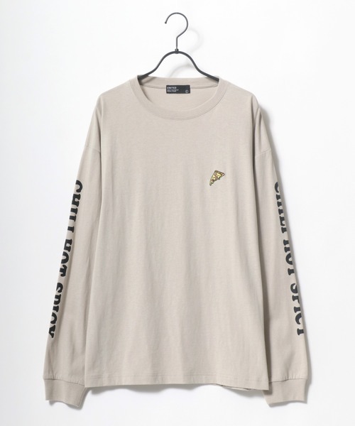 Lazar（ラザル）の「Pizza ＆ Hamburger 別注 ビッグシルエット ワンポイント 刺繍 袖プリント ロングスリーブTシャツ（Tシャツ/カットソー・メンズ・ホワイト/ブラック/ベージュ/ブルー/グリーン/ホワイト系その他/ブラック系その他/ブルーグリーン・LL/M/L）」の13枚目の写真