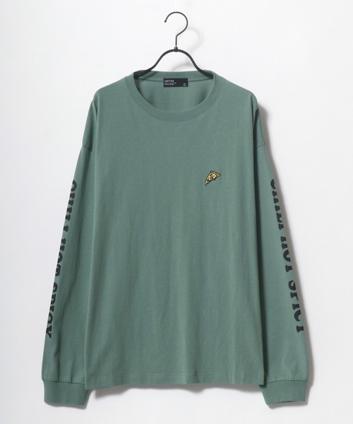 Lazar（ラザル）の「Pizza ＆ Hamburger 別注 ビッグシルエット ワンポイント 刺繍 袖プリント ロングスリーブTシャツ（Tシャツ/カットソー・メンズ・ホワイト/ブラック/ベージュ/ブルー/グリーン/ホワイト系その他/ブラック系その他/ブルーグリーン・LL/M/L）」の14枚目の写真