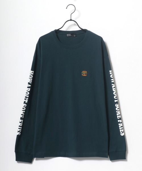 Lazar（ラザル）の「Pizza ＆ Hamburger 別注 ビッグシルエット ワンポイント 刺繍 袖プリント ロングスリーブTシャツ（Tシャツ/カットソー・メンズ・ホワイト/ブラック/ベージュ/ブルー/グリーン/ホワイト系その他/ブラック系その他/ブルーグリーン・LL/M/L）」の16枚目の写真