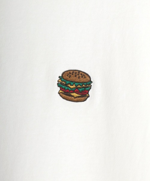 Lazar（ラザル）の「Pizza ＆ Hamburger 別注 ビッグシルエット ワンポイント 刺繍 袖プリント ロングスリーブTシャツ（Tシャツ/カットソー・メンズ・ホワイト/ブラック/ベージュ/ブルー/グリーン/ホワイト系その他/ブラック系その他/ブルーグリーン・LL/M/L）」の21枚目の写真