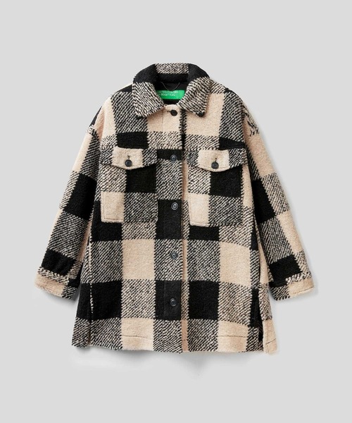 90s UCO.BENETTON O12 ベネトン チェック柄 ダッフルコート