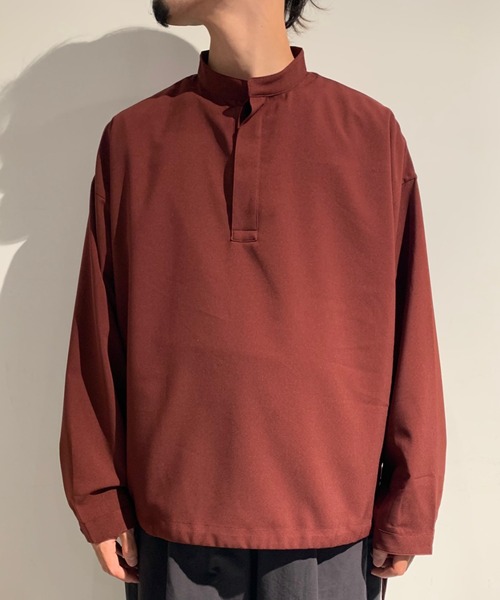 Toironier(トワロニエ)の「Toironier/トワロニエ/Mao Blousing/マオブラウジング(シャツ/ブラウス・メンズ・ワイン/チャコール・FREE)」の5枚目の写真