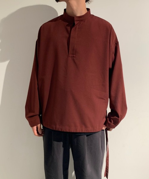 Toironier(トワロニエ)の「Toironier/トワロニエ/Mao Blousing/マオブラウジング(シャツ/ブラウス・メンズ・ワイン/チャコール・FREE)」の21枚目の写真