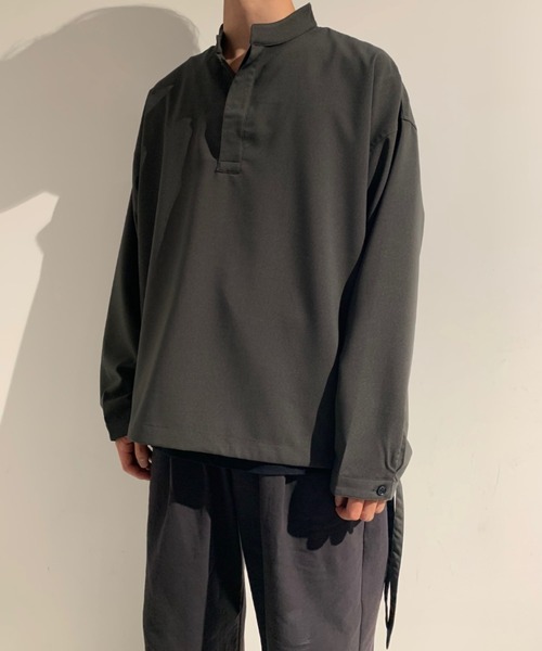 Toironier(トワロニエ)の「Toironier/トワロニエ/Mao Blousing/マオブラウジング(シャツ/ブラウス・メンズ・ワイン/チャコール・FREE)」の20枚目の写真