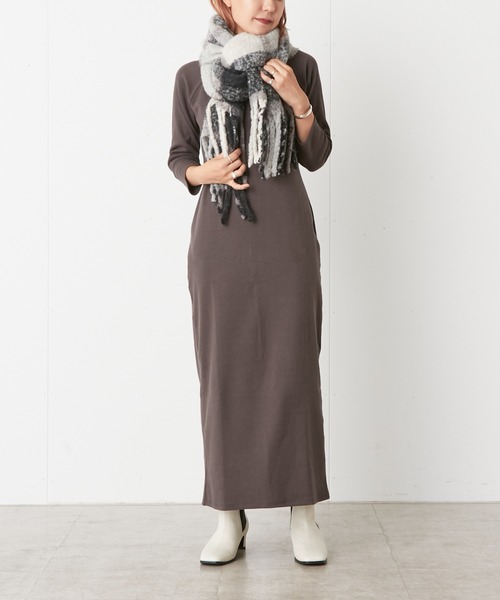 Omekashi（オメカシ）の「リサイクルチェックストール（マフラー・レディース・ブルー/グレー・FREE）」の6枚目の写真